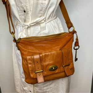 Fossil Tan Leather Convertible Crossbody